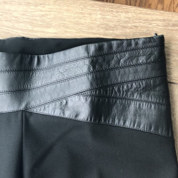 BCBG Leather Waistband Black Dress Trousers - Picture 3 of 9